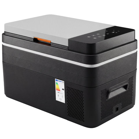 Image of electric cooler - 12 Volt Car Refrigerator, 32QT Car Fridge with App Control, 12/24V DC and 100-240V AC, Black