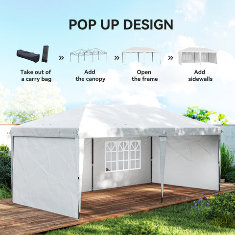 Image of 10' x 20' Outdoor Pop Up Canopy Tent Party Tent Instant Shelter W/ Carrying Bag, White