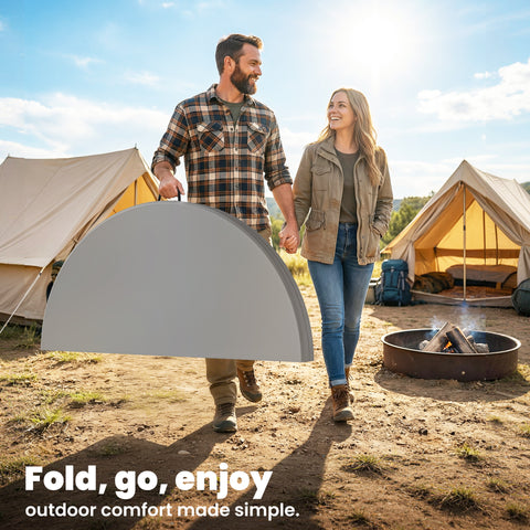 Image of 4ft Plastic Folding Picnic Table, Camping Table with Anti-Slip Foot Pads, Indoor Outdoor for Beach, BBQ, Grey