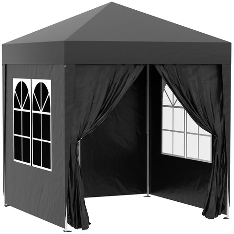 Image of pop up canopy - 6.6'x6.6' Pop Up Canopy Tent with Sidewalls, Instant Sun Shelter Camping Gazebo with Carry Bag, Black
