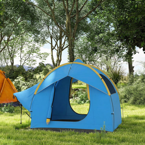 Image of 3000mm Waterproof SUV Tent, Car Tent with 3 Doors and Mesh Window, for 5-6 Person Camping Travel, Blue and Orange