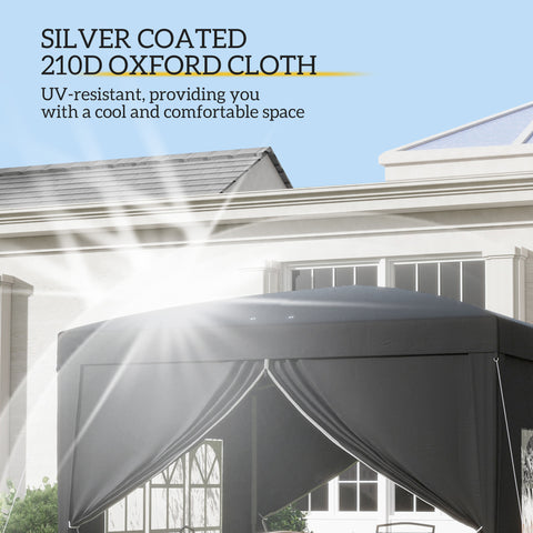 Image of 10'x10' Outdoor Pop Up Party Tent Wedding Gazebo Canopy with Carrying Bag (Black)