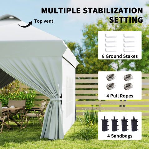 Image of 10' x 10' Pop Up Canopy Tent, Instant Sun Shelter, Tents for Parties, with Wheeled Carry Bag, White