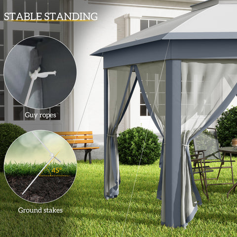 Image of 13' x 13' Pop Up Canopy Tent with Netting and Carry Bag, Instant Sun Shelter, Grey