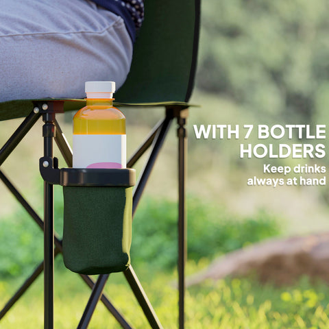 Image of 6 Seat Folding Camping Chair with Cup Holder and Carrying Case for Camping, Picnic, Sports Events, Dark Green