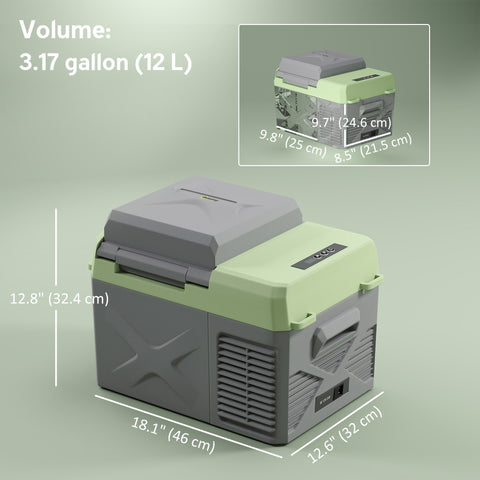 Image of 12 Volt Car Refrigerator, 12QT Car Fridge Electric Cooler, 12/24V DC and 110-240V AC, -4℉~68℉, Portable Refrigerator