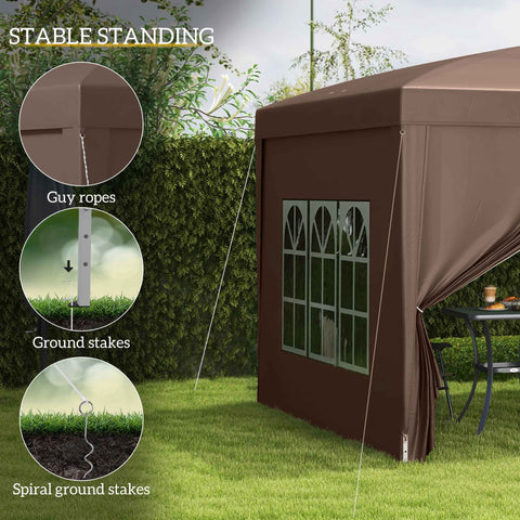 Image of 10'x10' Outdoor Pop Up Party Tent Wedding Gazebo Canopy with Carrying Bag (Coffee)