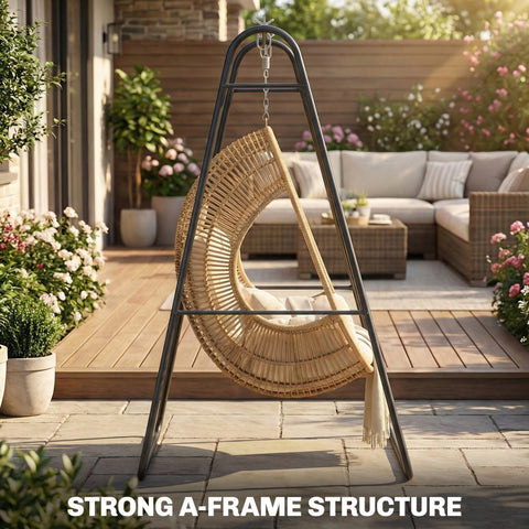 Image of Hanging Hammock Stand Only Heavy Duty Steel A-Frame for Hanging Hammock, Max Load 330 LBS, Black