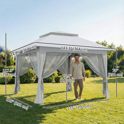 Image of 12' x 12' Foldable Pop-up Party Tent Instant Canopy Sun Shade Gazebo Shelter with Steel Frame, Light Grey