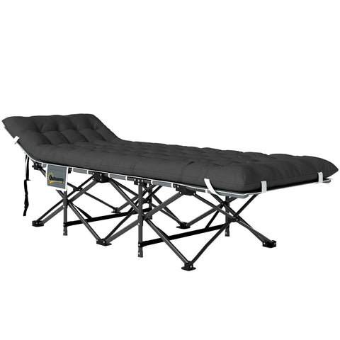 Image of camping cot - 26.8" Wide Folding Bed, Camping Cot for Adults with Cushion, Carry Bag, Max Load 330 LBS, Black