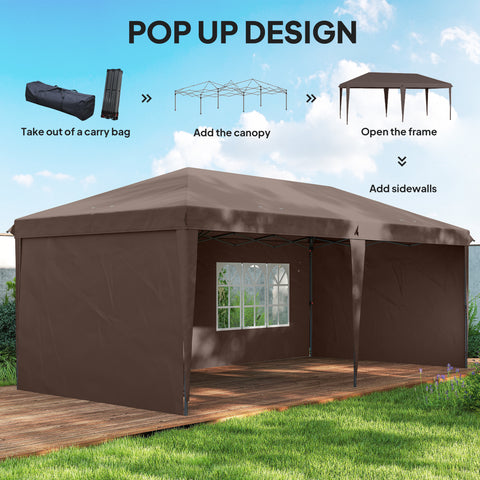 Image of 10' x 20' Outdoor Pop Up Canopy Tent Party Tent Instant Shelter W/ Carrying Bag, Coffee