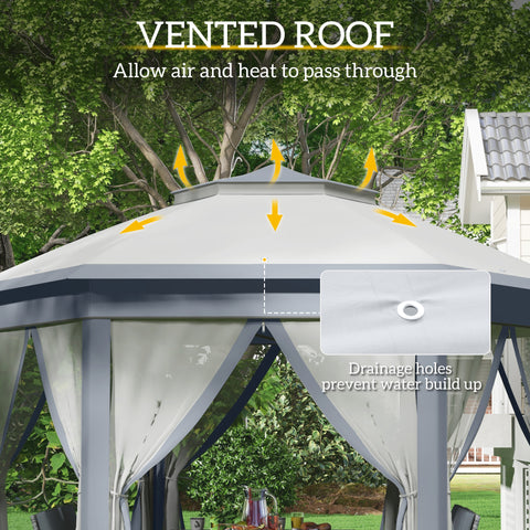 Image of 13' x 13' Pop Up Canopy Tent with Netting and Carry Bag, Instant Sun Shelter, Grey
