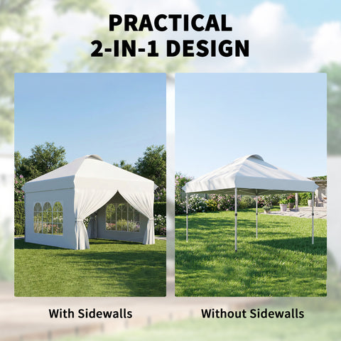 Image of 10' x 10' Pop Up Canopy Tent, Instant Sun Shelter, Tents for Parties, with Wheeled Carry Bag, White