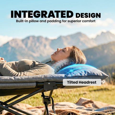 Image of Camping Cot for Adults with Padded Cushion, 31.5" Wide Folding Bed with Carry Bag and Non-Slip Feet, Grey