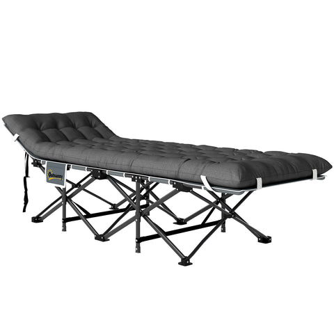 Image of camping cot - 26.8" Wide Folding Bed, Camping Cot for Adults with Cushion, Carry Bag, Max Load 330 LBS, Dark Grey