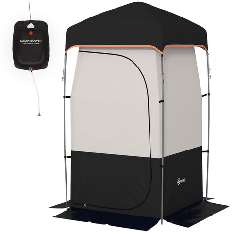 Image of camping tent - Camping Shower Tent, Portable Privacy Shelter with Solar Shower Bag, Removable Floor and Carrying Bag, B