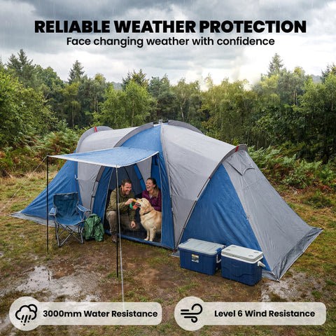 Image of Multi-Room Camping Tent for 8-12 Person, Large Family Tent with 3000mm Waterproof Rainfly and Screen Panels,