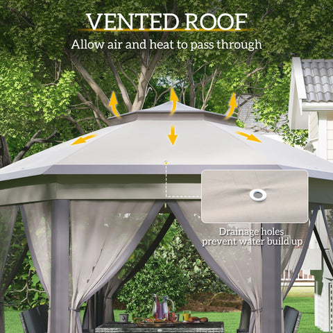 Image of 13' x 13' Pop Up Canopy Tent with Netting and Carry Bag, Instant Sun Shelter, Coffee and Beige