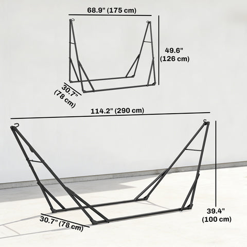 Image of 9.5ft Hammock Stand Only, Portable Adjustable Foldable Powder-Coated Steel Hammock Frame, Black