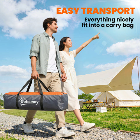 Image of Pop up Camping Tent, 3-4 Man Family Tent, 3000mm Waterproof, with Carry Bag and Top Hook, Dark Grey and Orange