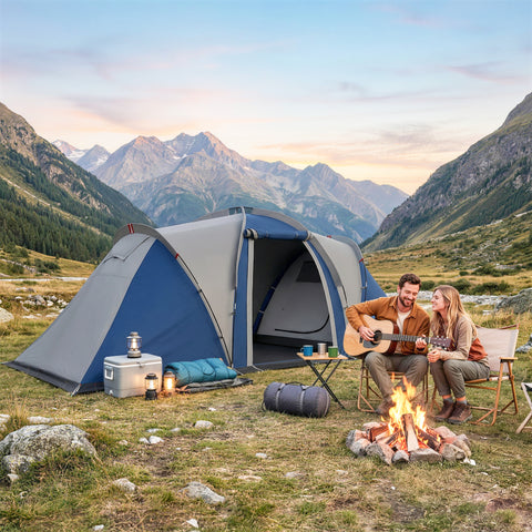 Image of Multi-Room Camping Tent for 8-12 Person, Large Family Tent with 3000mm Waterproof Rainfly and Screen Panels,