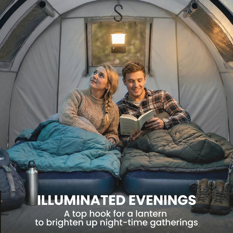 Image of 3-4 Person Camping Tent with 2 Rooms, 3000mm Waterproof Portable Family Tent with Carry Bag, Grey