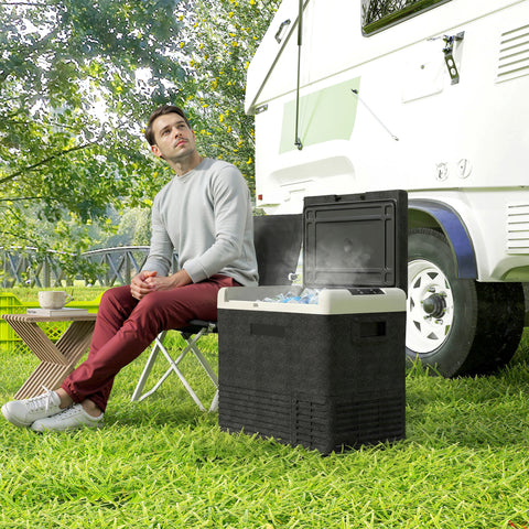 Image of 12 Volt Car Refrigerator, 53QT Car Fridge Electric Cooler, 12/24V DC and 100-240V AC, -68-68 ℉, Portable Refrigerator