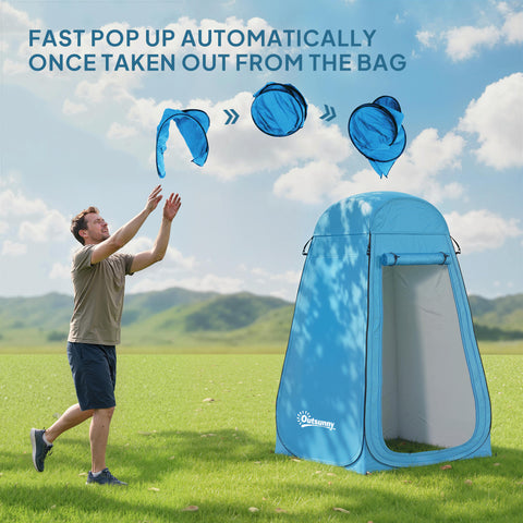 Image of Pop Up Shower Tent, Portable Privacy Room for Outdoor Changing, Dressing, Fishing Storage with Carrying Bag, Blue
