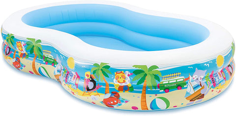Image of Intex Swim Center Paradise Inflatable Pool, 103" X 63" X 18", for Ages 3+