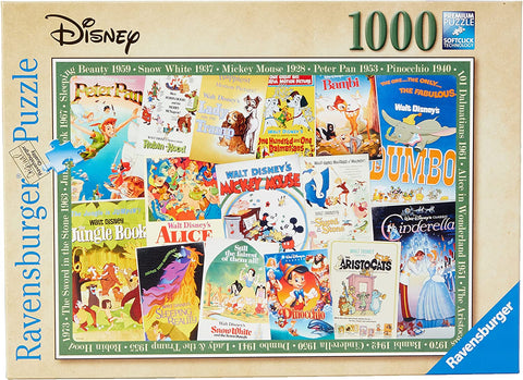 Image of Ravensburger 19874 Disney Vintage Movie Posters 1000 Piece Puzzle for Adults, Every Piece is Unique, Softclick Technology Means Pieces Fit Together Perfectly. Buy at Outdoor Fun Gears