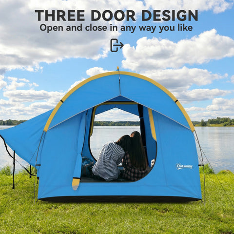 Image of 3000mm Waterproof SUV Tent, Car Tent with 3 Doors and Mesh Window, for 5-6 Person Camping Travel, Blue and Orange