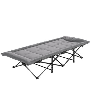 camping cot -  Camping Cot for Adults with Padded Cushion, 31.5" Wide Folding Bed with Carry Bag and Non-Slip Feet, Grey
