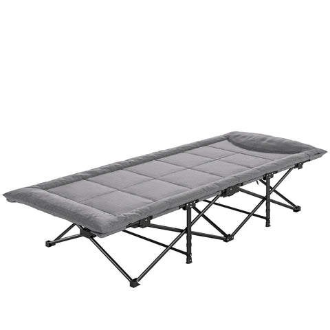 Image of camping cot -  Camping Cot for Adults with Padded Cushion, 31.5" Wide Folding Bed with Carry Bag and Non-Slip Feet, Grey