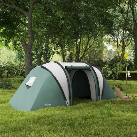 Image of Camping Tent with 2 Bedrooms and Living Area, 3000mm Waterproof Family Tent, for Fishing Hiking Festival, Army Green