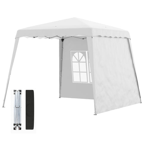Image of pop up canopy -  Pop Up Canopy Tent with 2 Sidewalls, UV50+ Tents for Parties, with Carry Bag, Slant Legs, 8 x 8ft Top/9