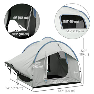 2000mm Waterproof SUV Tent, Car Tent with 3 Doors and Mesh Window, for 5-6 Person Camping Travel, Grey and Blue