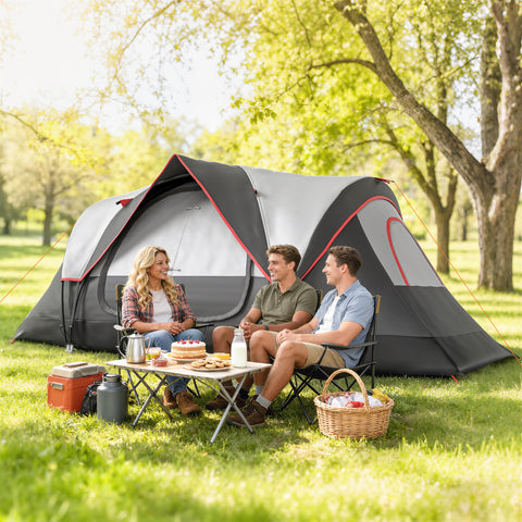 Image of Camping Tent for 6-8 Man with 2000mm Waterproof Rainfly and Carry Bag for Fishing Hiking Festival, Dark Grey