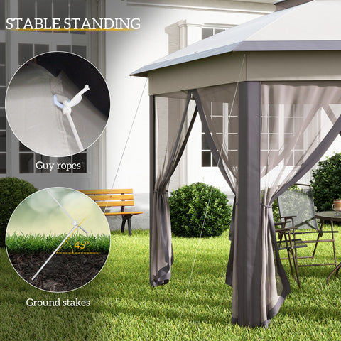 Image of 13' x 13' Pop Up Canopy Tent with Netting and Carry Bag, Instant Sun Shelter, Coffee and Beige