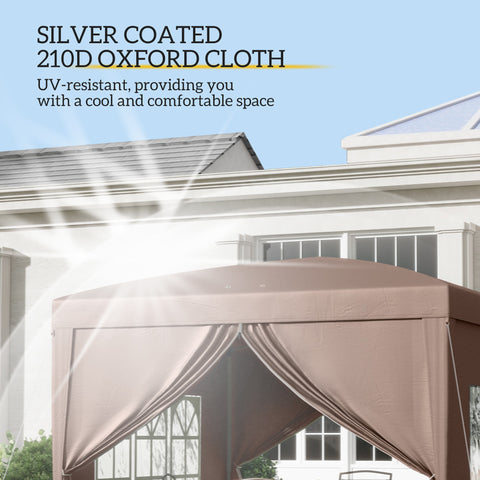 Image of 10'x10' Outdoor Pop Up Party Tent Wedding Gazebo Canopy with Carrying Bag (Coffee)