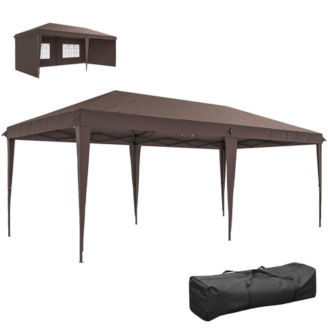 Image of pop up canopy -  10' x 20' Outdoor Pop Up Canopy Tent Party Tent Instant Shelter W/ Carrying Bag, Coffee
