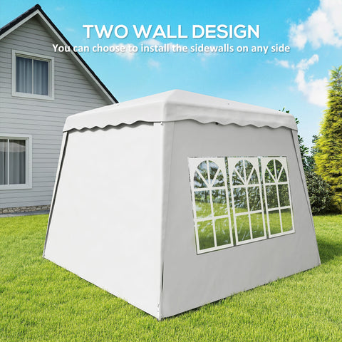 Image of Pop Up Canopy Tent with 2 Sidewalls, UV50+ Tents for Parties, with Carry Bag, Slant Legs, 8 x 8ft Top/9.5 x 9.5ft Base