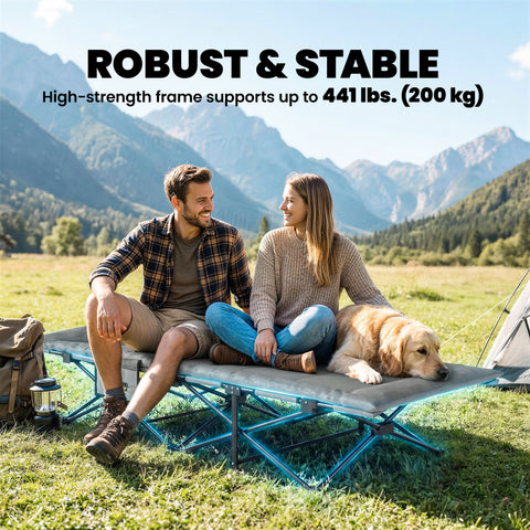 Image of Camping Cot for Adults with Padded Cushion, 31.5" Wide Folding Bed with Carry Bag and Non-Slip Feet, Grey