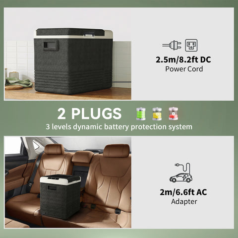 Image of 12 Volt Car Refrigerator, 53QT Car Fridge Electric Cooler, 12/24V DC and 100-240V AC, -68-68 ℉, Portable Refrigerator