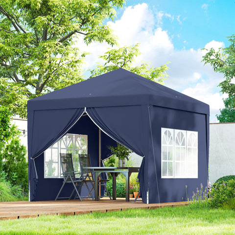 Image of 10'x10' Outdoor Pop Up Party Tent Wedding Gazebo Canopy with Carrying Bag (Blue)