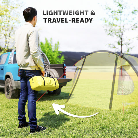Image of 3-4 Person Camping Tent, Easy Set Up Dome Tent with Porch, Waterproof Family Tent with Bedroom and Sewn-in Groundsheet
