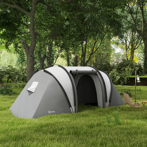 Image of Camping Tent with 2 Bedrooms and Living Area, 3000mm Waterproof Family Tent, for Fishing Hiking Festival, Grey