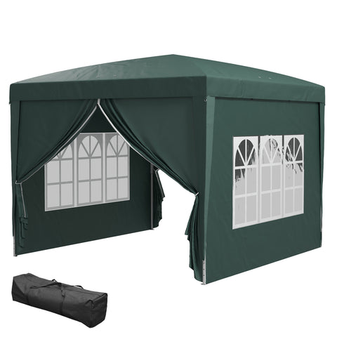 Image of pop up canopy -  10'x10' Outdoor Pop Up Party Tent Wedding Gazebo Canopy with Carrying Bag (Dark Green)