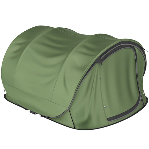 Image of camping tent -  Family Tent  Pop-Up Camping Tent with 2 Doors 2 Windows for 4-5 Person Waterproof Green