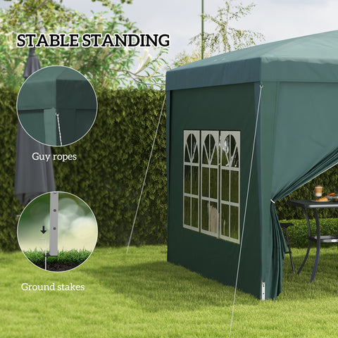 Image of 10'x10' Outdoor Pop Up Party Tent Wedding Gazebo Canopy with Carrying Bag (Dark Green)