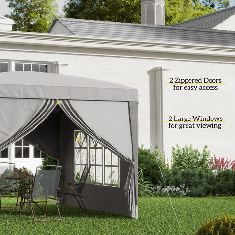 Image of 10'x10' Outdoor Pop Up Party Tent Wedding Gazebo Canopy with Carrying Bag (Light Grey)